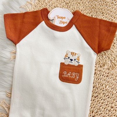 Conj. Body Manga Curta Baby Tigrinho e Calça - Ferrugem